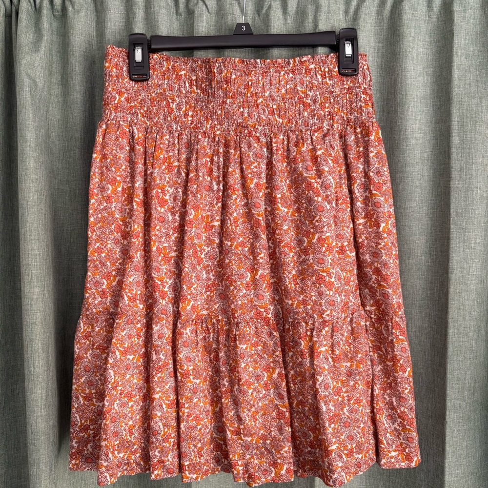 GAP Pink and Orange Floral A-Line Skirt
